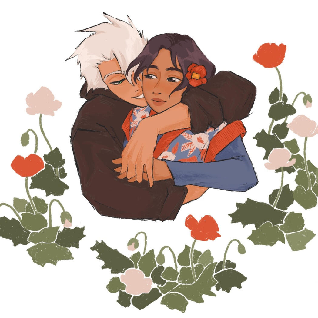 Toshiro Hitsuguya mature form and Hinamori Momo from BLEACH - casual clothes.